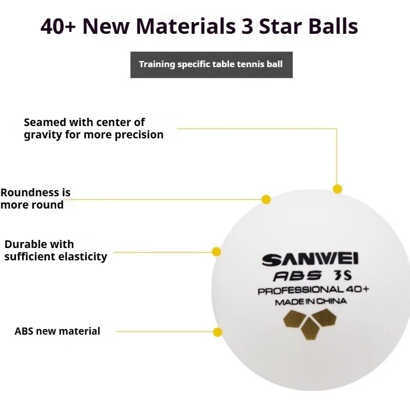50/100 pçs sanwei 3 estrelas bolas de tênis de mesa abs novo material costurado bolas de ping pong 40 + profissional bola de ping pong treinamento do clube