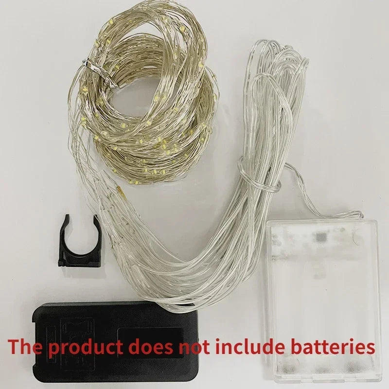 Cortinas de luzes de natal para janelas led fada ano novo iluminação sala corda alimentado por bateria guirlanda cachoeiras decorações
