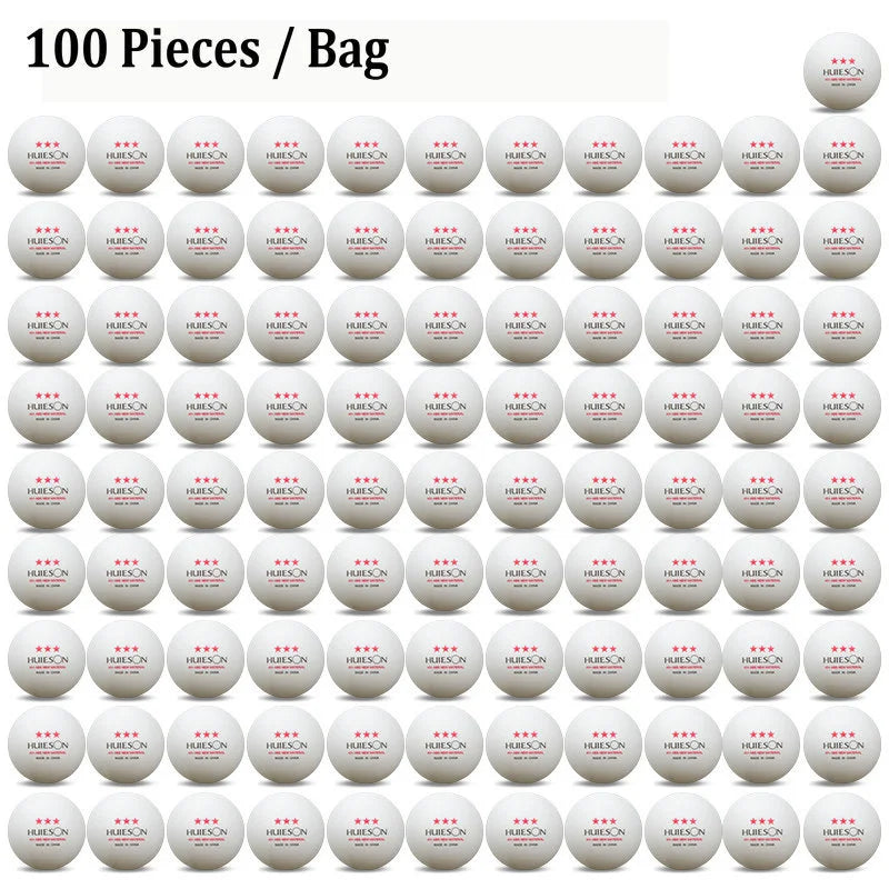 Huieson-bolas do treinamento do tênis de mesa, bolas do pingue-pongue, plástico do ABS, fósforo, material novo, 3 estrelas, 10, 20, 50, 100, 2.8g