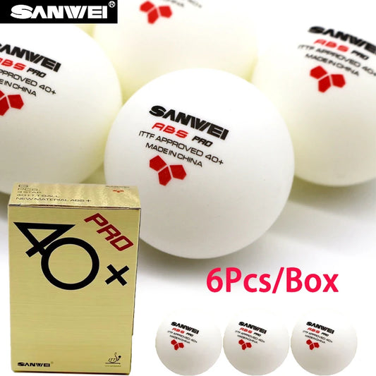 SANWEI ABS PRO 3-Star 40+ Bolas de tênis de mesa 6 unidades/caixa Novo material ITTF aprovado bolas de pingue-pongue costuradas para treinamento de competição