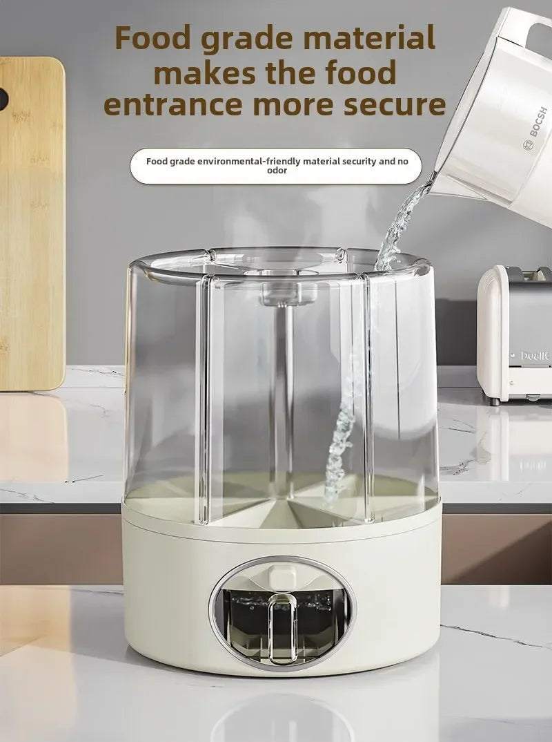 Balde de arroz rotativo para armazenamento de grãos domésticos, à prova de insetos e umidade, tanque de armazenamento de arroz selado doméstico