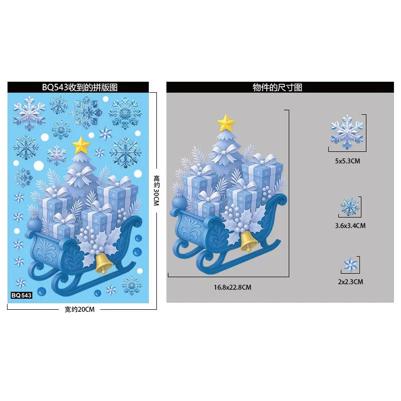 Adesivos de janela de natal inverno boneco de neve papai noel floco de neve elk adesivos estáticos ornamentos de vidro feliz natal decoração
