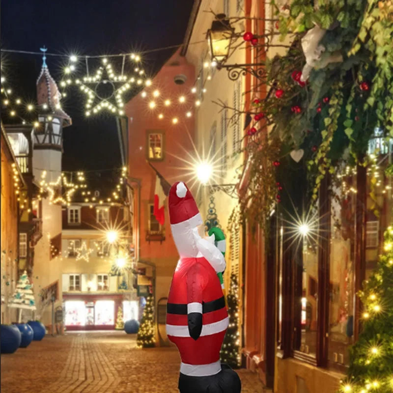 1pc decoração de natal brinquedo inflável presente boneco de neve pinguim embutido luzes led interior ao ar livre festa de ano novo diy decoração do jardim