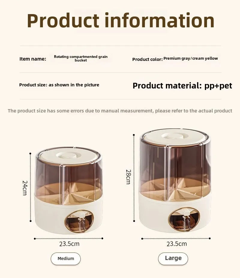 Balde de arroz rotativo para armazenamento de grãos domésticos, à prova de insetos e umidade, tanque de armazenamento de arroz selado doméstico