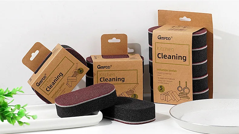 Esponja mágica potência engrossar dupla face pratos escovas de limpeza cozinha limpar ferrugem escovação pote inferior preto mancha artefato