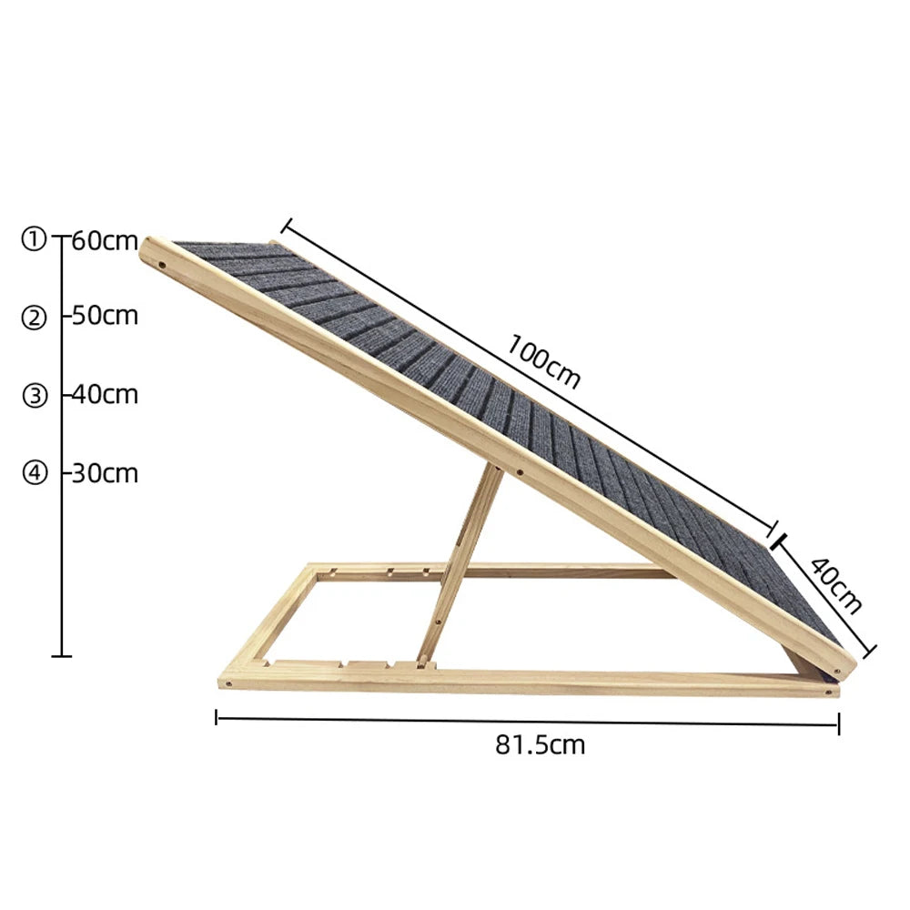 Rampa de madeira ajustável para cães, dobrável, altura de 2/4 níveis, escadas para animais de estimação, superfície antiderrapante para sofá-cama, carro, escalada interna
