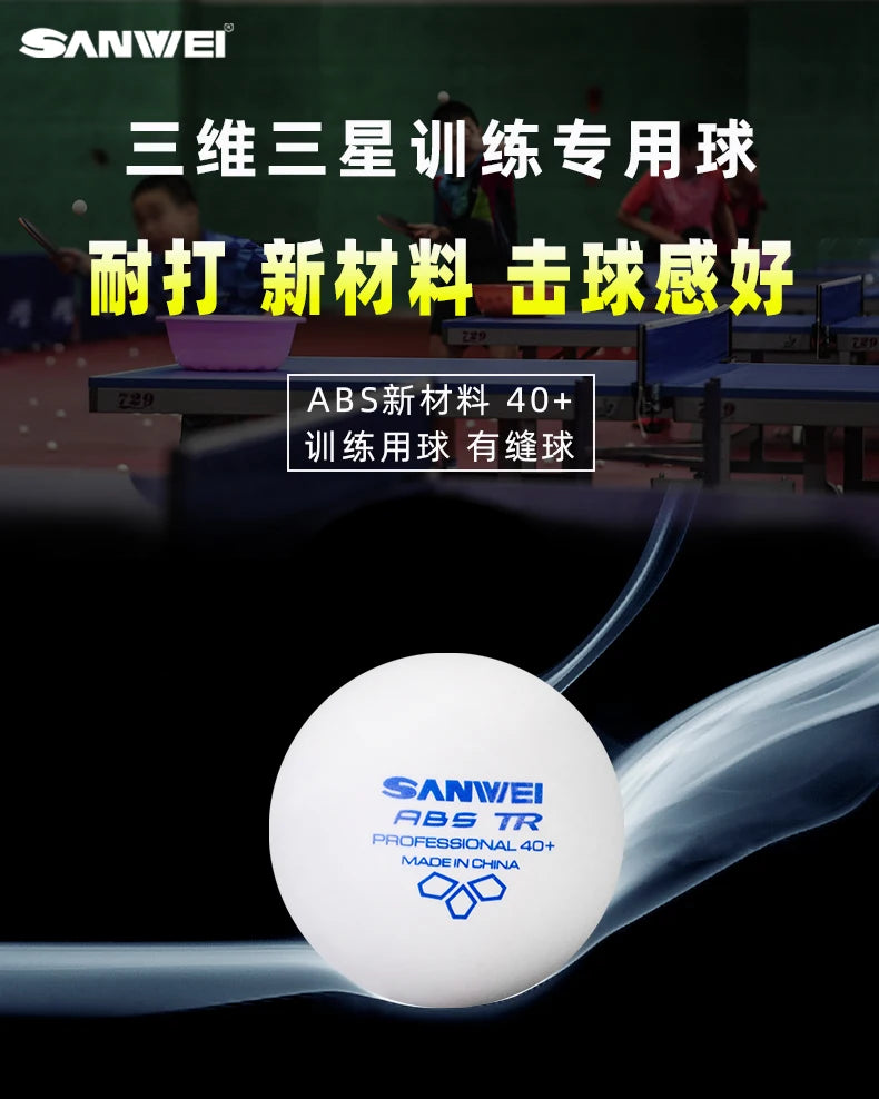 50/100 pçs sanwei 3 estrelas bolas de tênis de mesa abs novo material costurado bolas de ping pong 40 + profissional bola de ping pong treinamento do clube